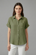 Yvette — Collared Short-Sleeve Blouse