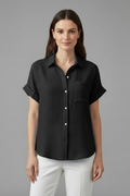 Yvette — Collared Short-Sleeve Blouse