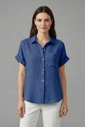 Yvette — Collared Short-Sleeve Blouse