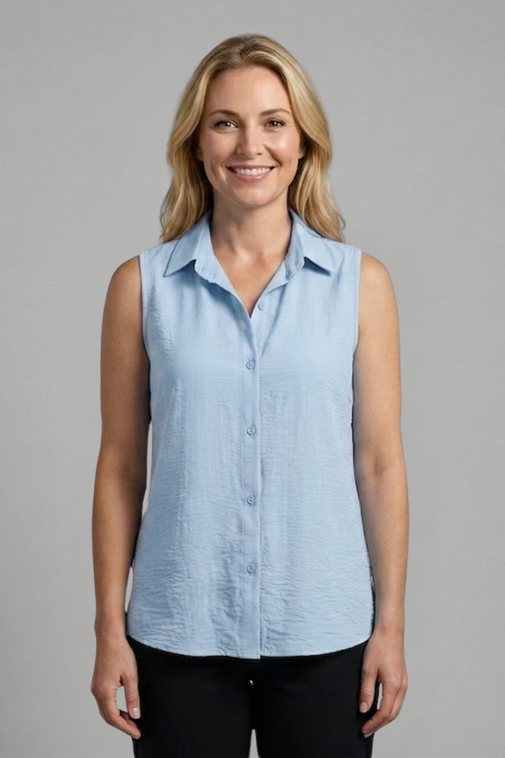 Judith — Sleeveless Collared Blouse