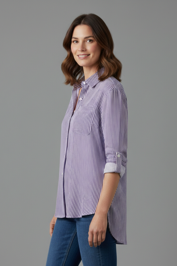 Carys — Striped Collared Blouse