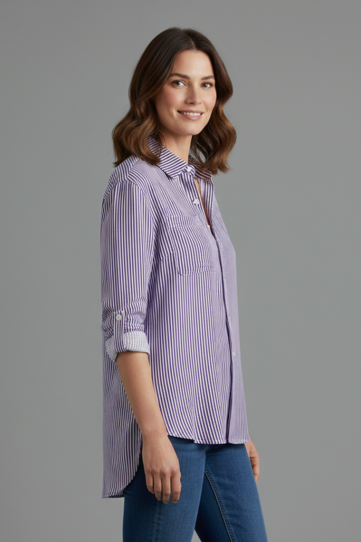 Carys — Striped Collared Blouse