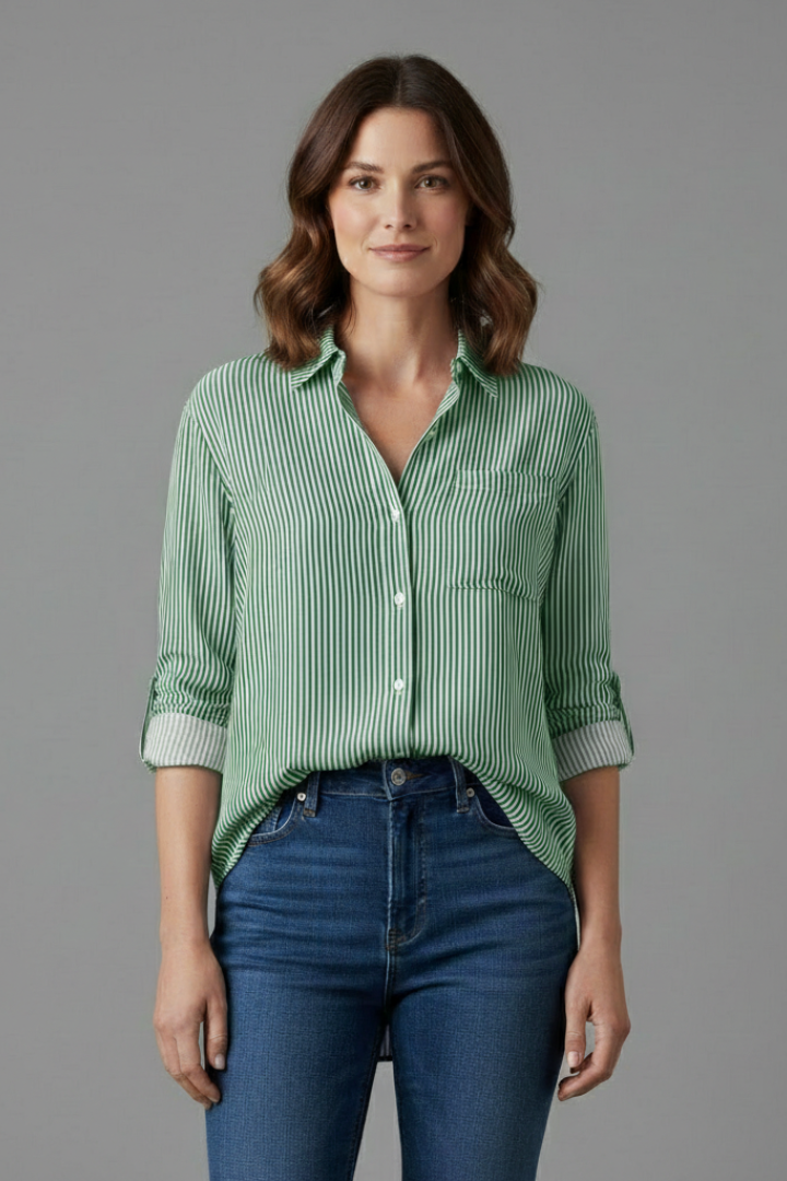 Carys — Striped Collared Blouse
