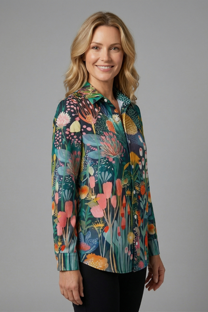 Bettany — Patterned Button Blouse