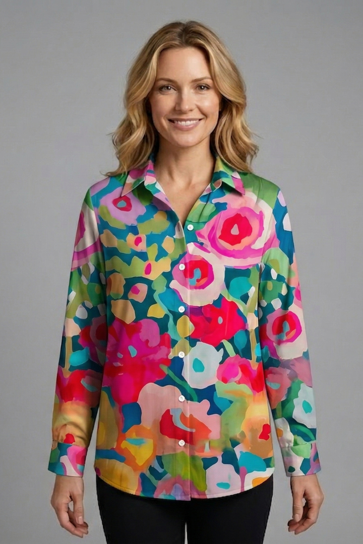 Bettany — Patterned Button Blouse