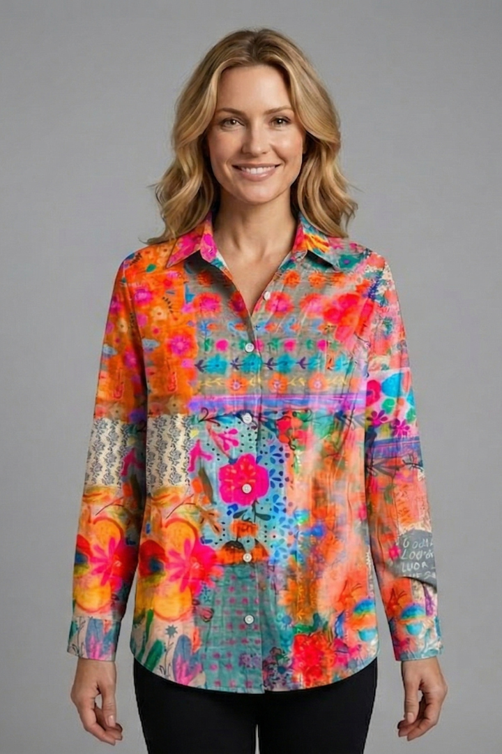 Bettany — Patterned Button Blouse