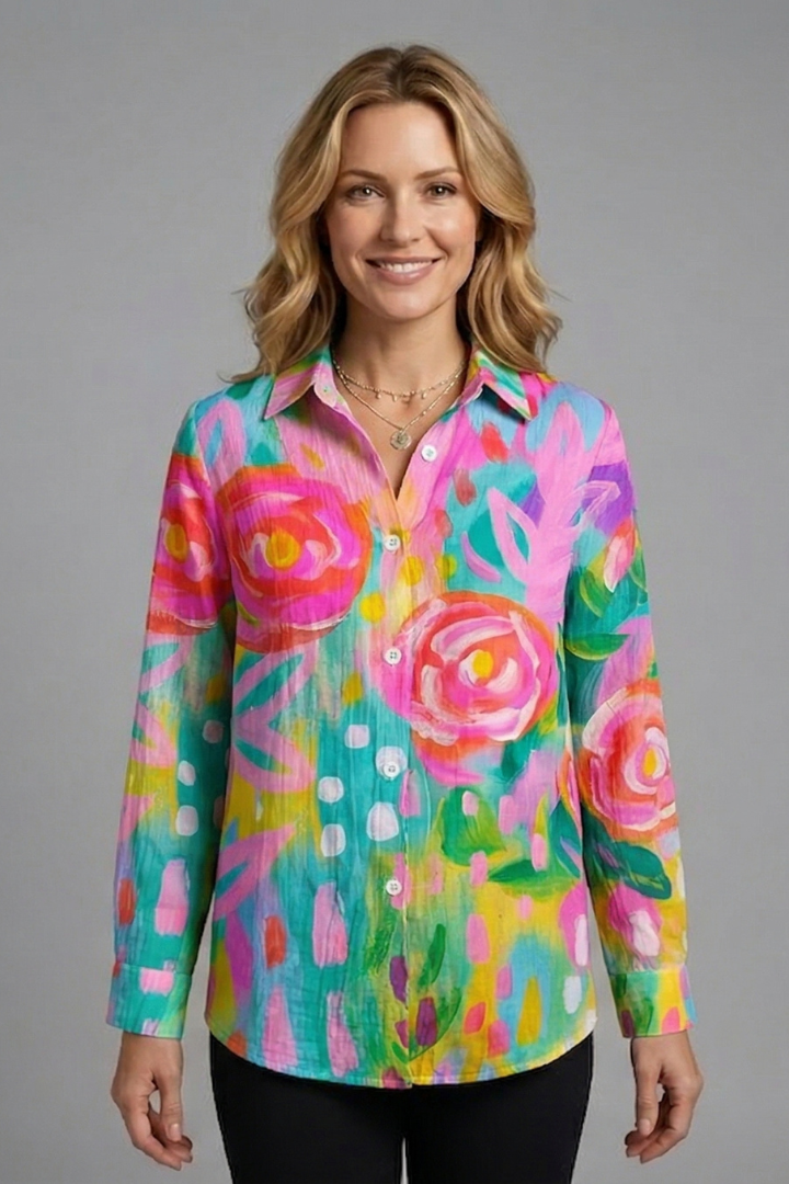 Bettany — Patterned Button Blouse