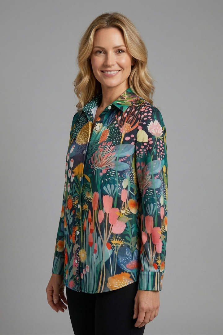Bettany — Patterned Button Blouse