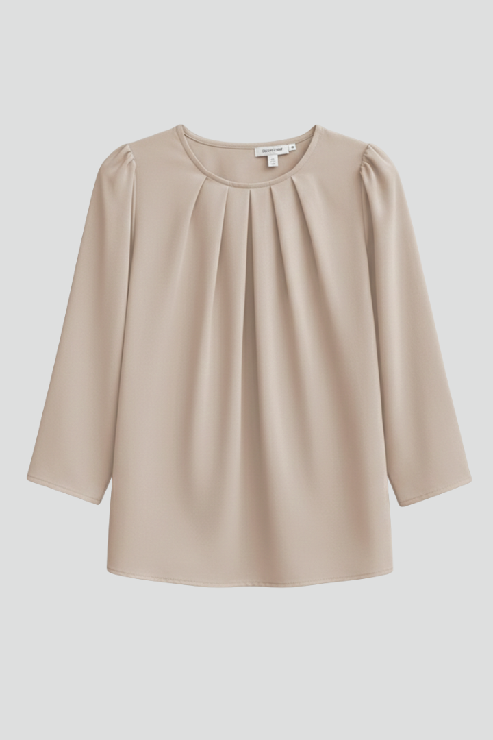 Brenna — Pleated-Front Blouse