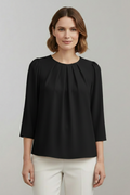 Brenna — Pleated-Front Blouse