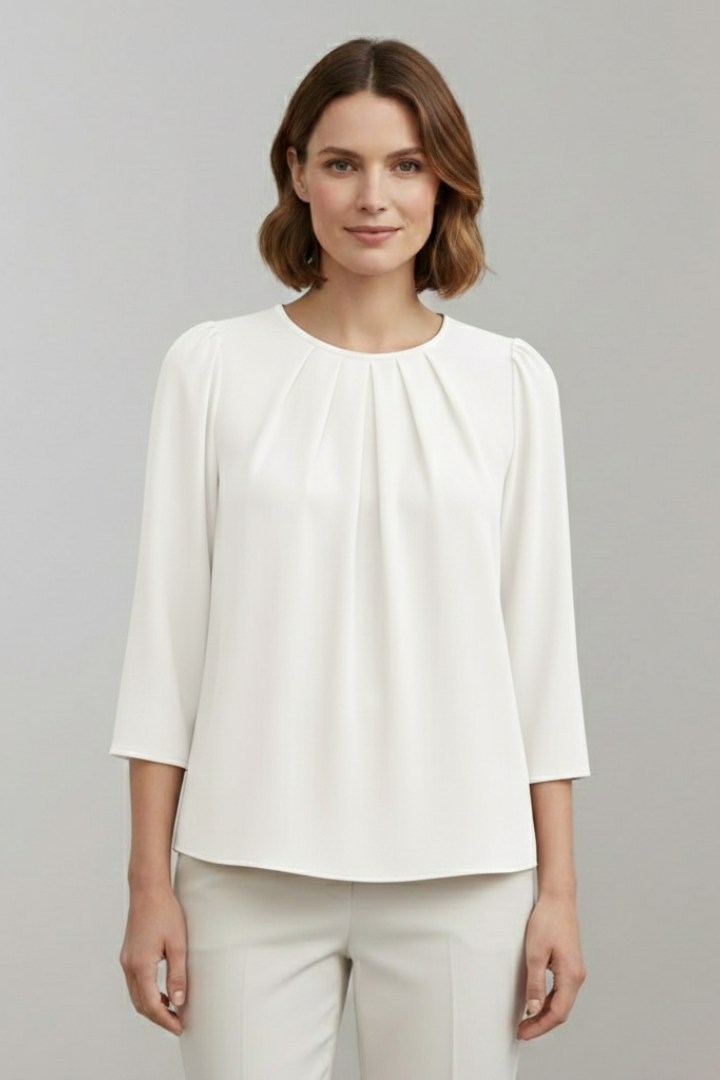 Brenna — Pleated-Front Blouse