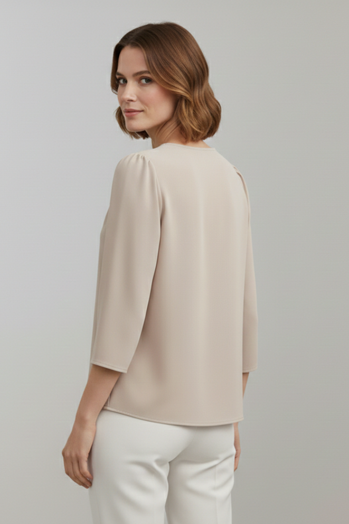 Brenna — Pleated-Front Blouse