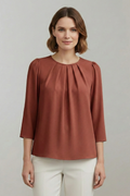 Brenna — Pleated-Front Blouse