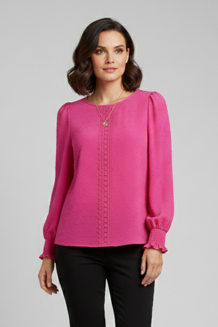 Aurelie — Embroidered Round-Neck Blouse
