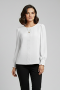 Aurelie — Embroidered Round-Neck Blouse