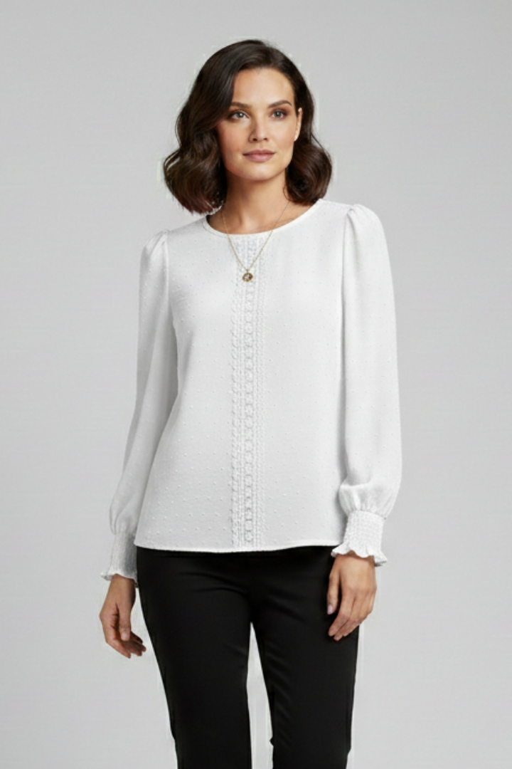 Aurelie — Embroidered Round-Neck Blouse