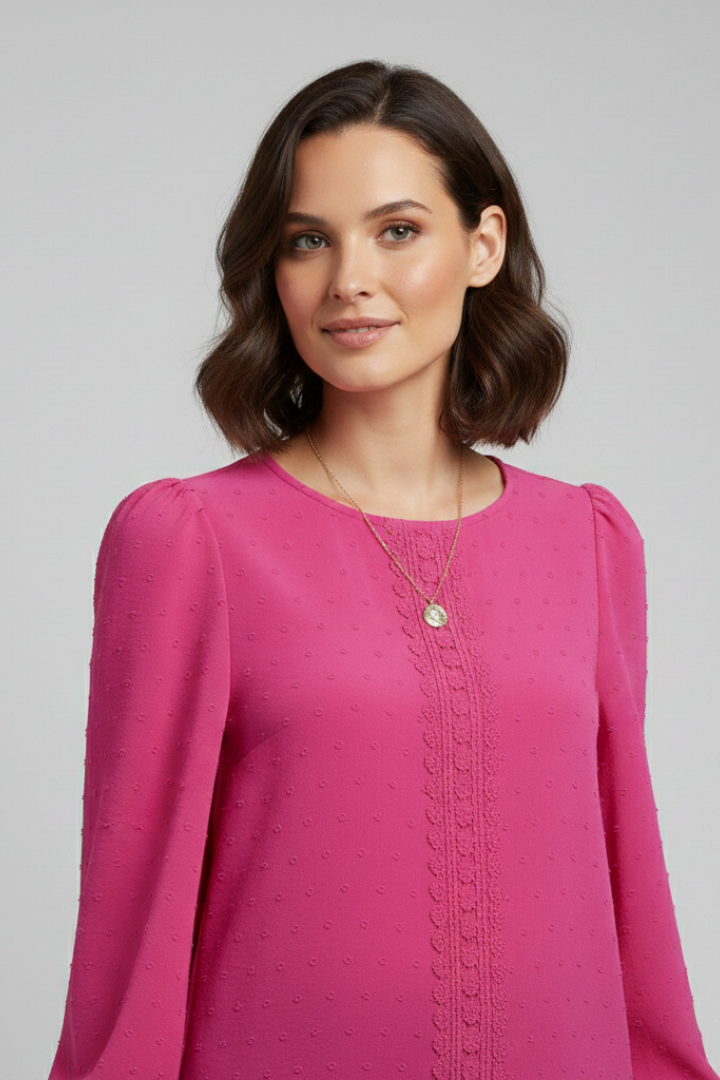 Aurelie — Embroidered Round-Neck Blouse