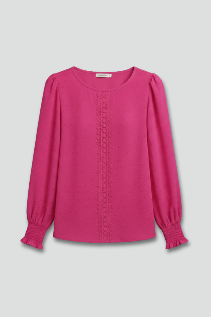 Aurelie — Embroidered Round-Neck Blouse