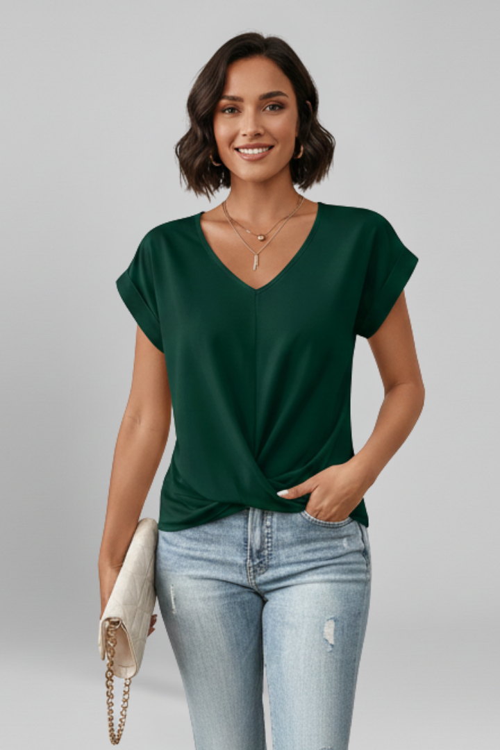 Dilys — V-Neck Short-Sleeve Blouse