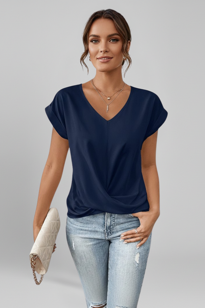 Dilys — V-Neck Short-Sleeve Blouse
