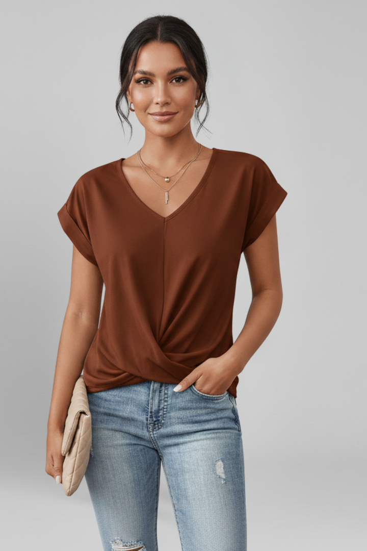 Dilys — V-Neck Short-Sleeve Blouse