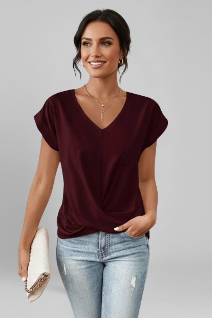 Dilys — V-Neck Short-Sleeve Blouse