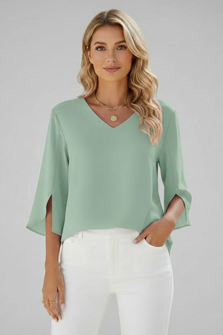 Effie — V-Neck Pocket Blouse