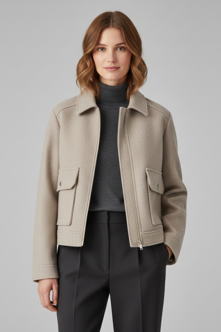 Rosalind — Women’s Lapel-Collar Bomber Jacket