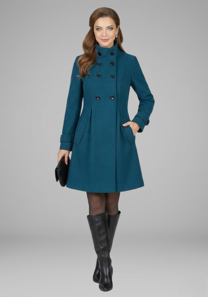 Rosamund — Hooded A-Line Button Coat