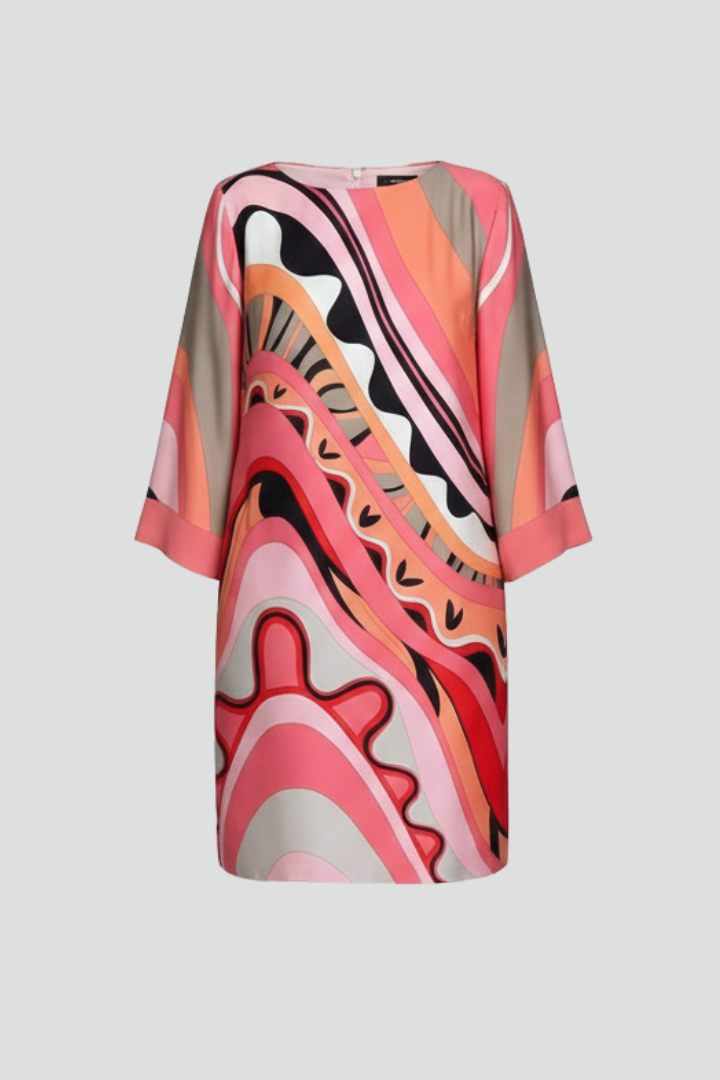 Anneliese — Abstract-Print Long-Sleeve Dress