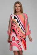 Anneliese — Abstract-Print Long-Sleeve Dress