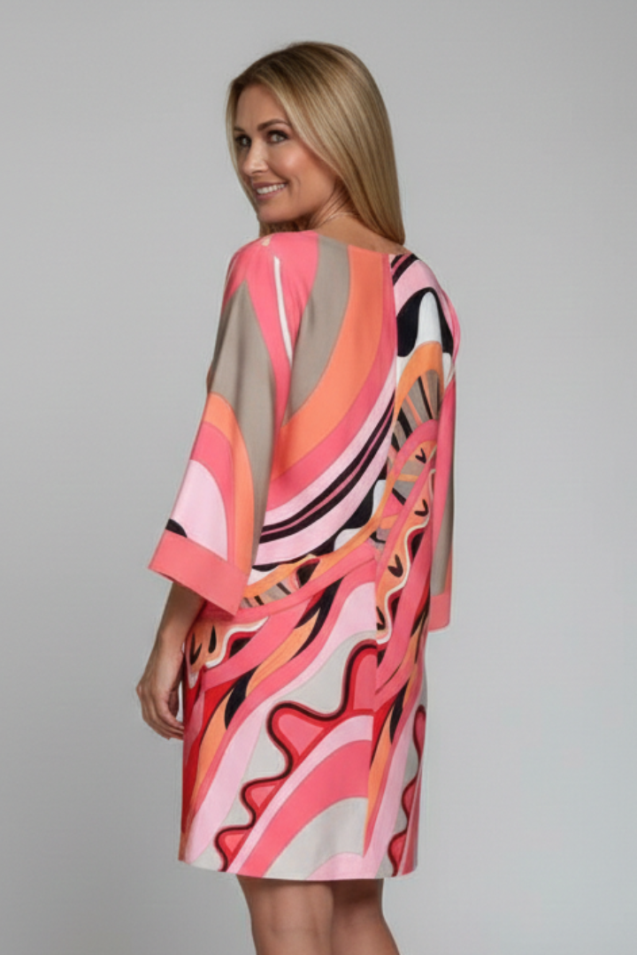 Anneliese — Abstract-Print Long-Sleeve Dress