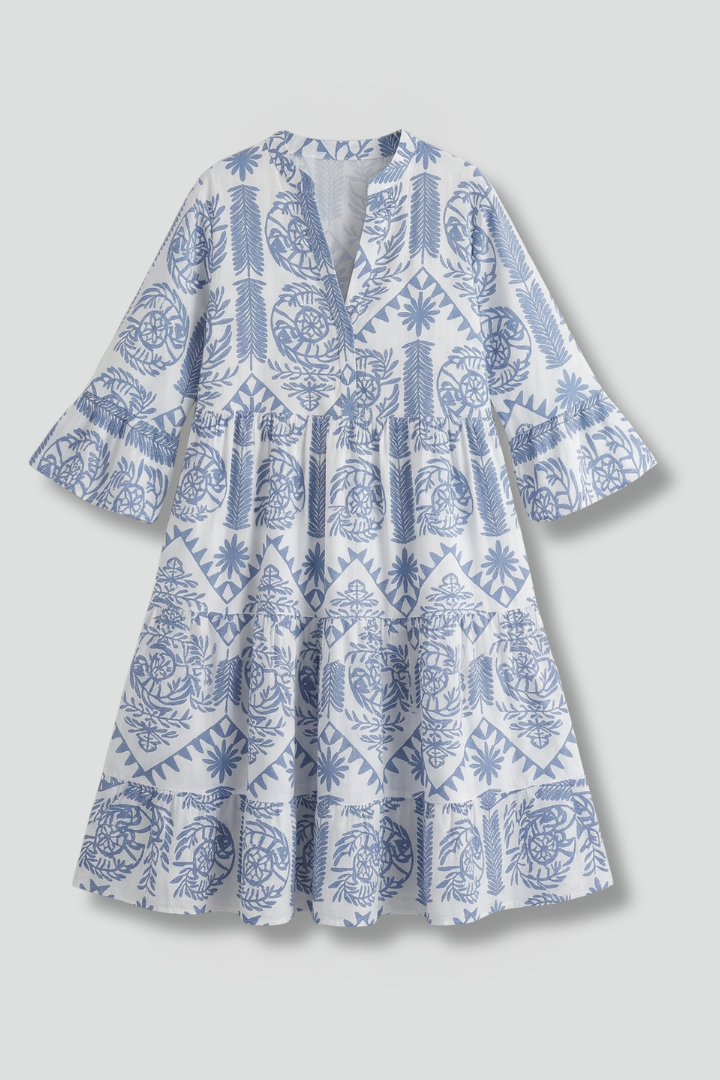 Perdita — Round-Neck Three-Quarter-Sleeve Dress