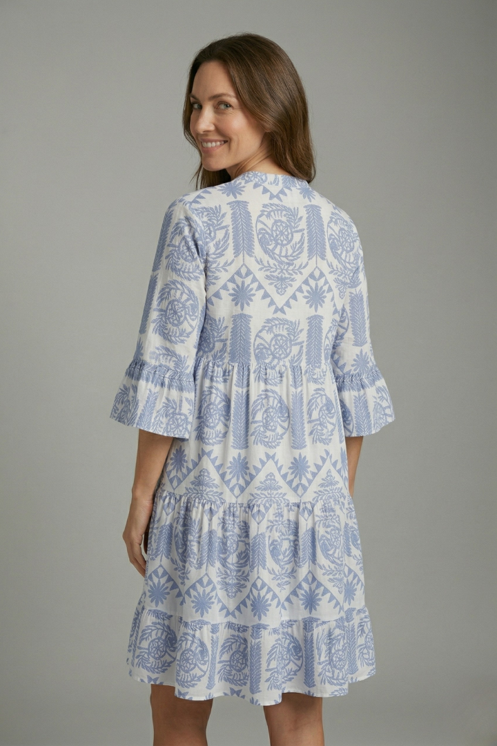 Perdita — Round-Neck Three-Quarter-Sleeve Dress