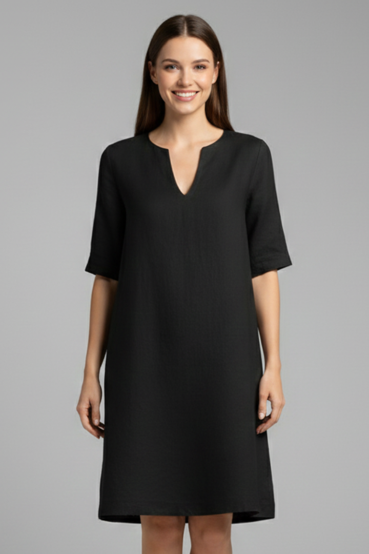 Emmaline — V-Neck Three-Quarter-Sleeve Mini Dress
