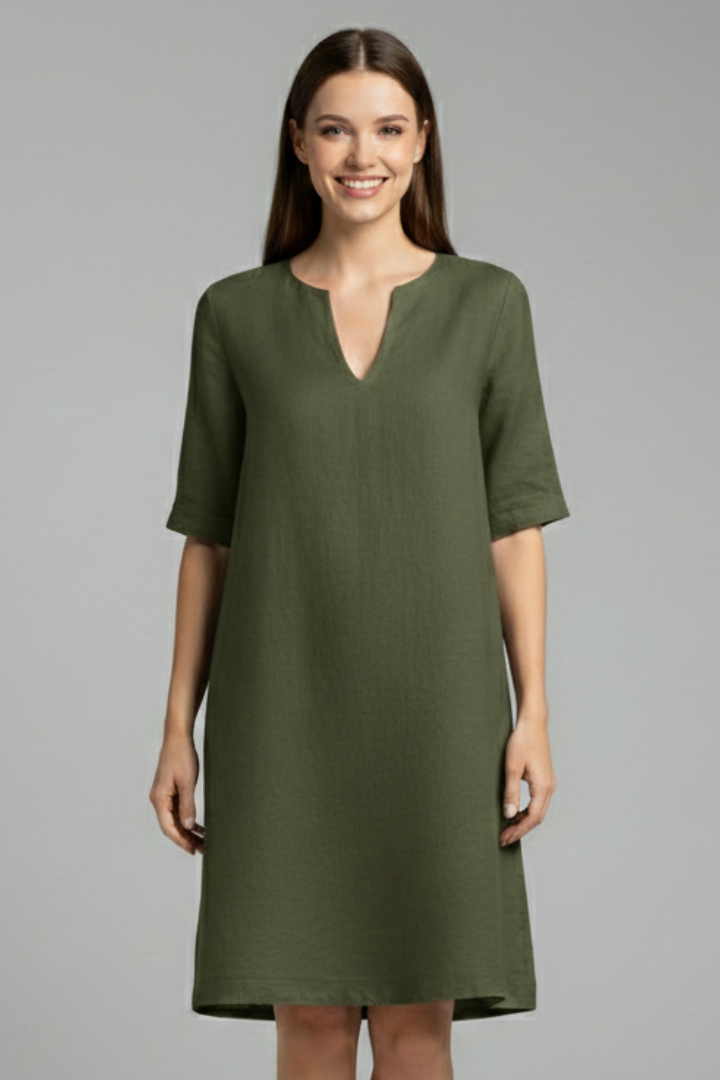 Emmaline — V-Neck Three-Quarter-Sleeve Mini Dress
