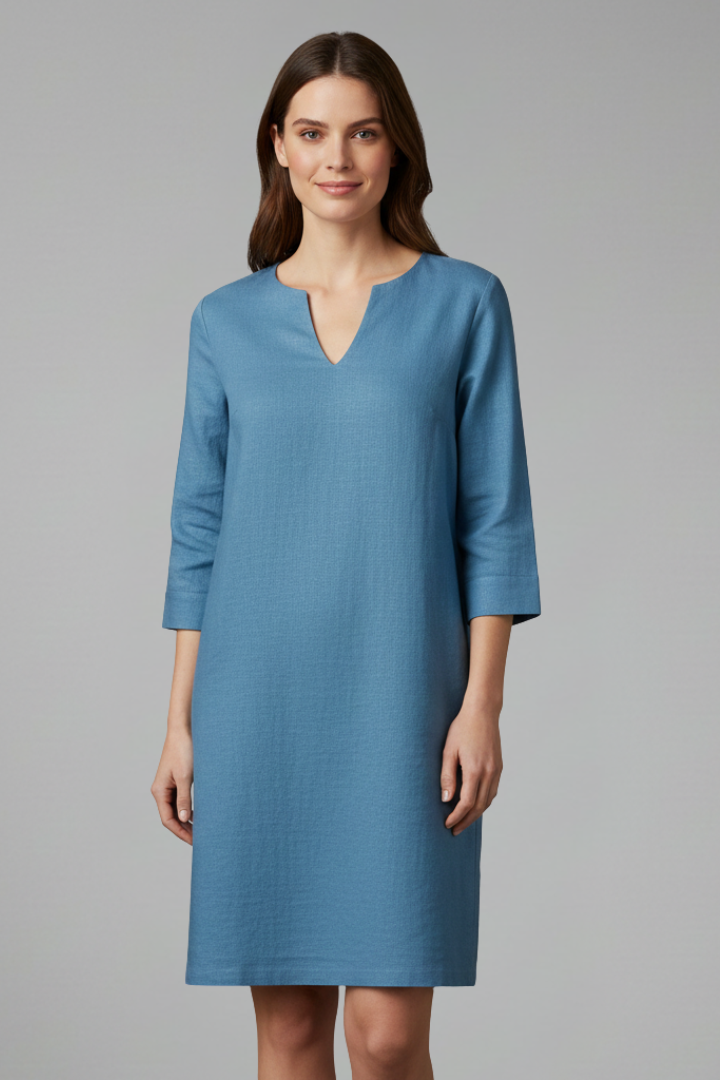 Emmaline — V-Neck Three-Quarter-Sleeve Mini Dress