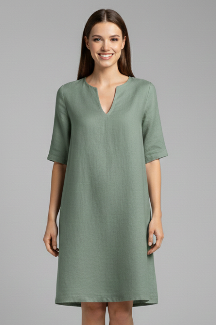 Emmaline — V-Neck Three-Quarter-Sleeve Mini Dress