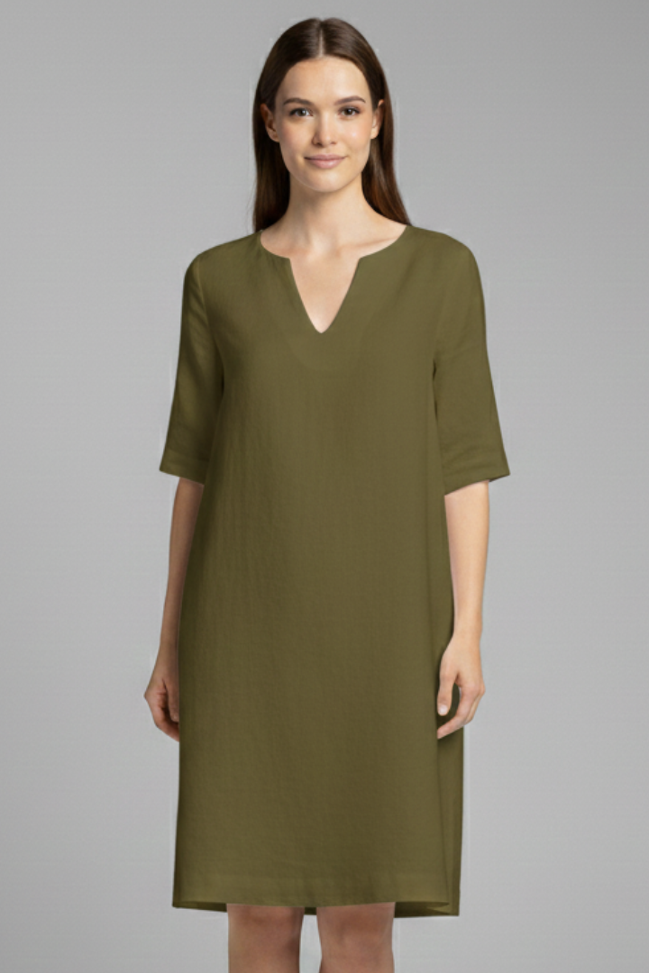 Emmaline — V-Neck Three-Quarter-Sleeve Mini Dress