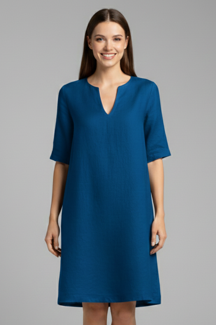 Emmaline — V-Neck Three-Quarter-Sleeve Mini Dress
