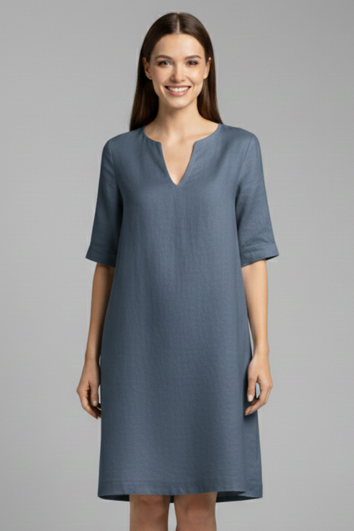 Emmaline — V-Neck Three-Quarter-Sleeve Mini Dress