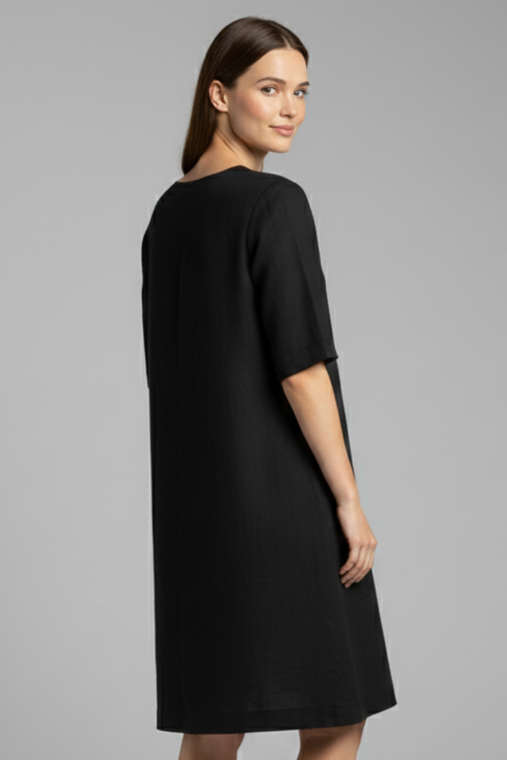Emmaline — V-Neck Three-Quarter-Sleeve Mini Dress