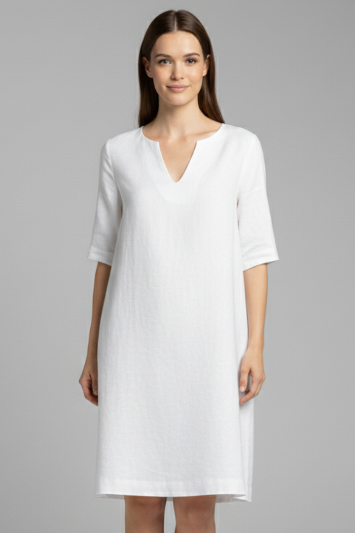 Emmaline — V-Neck Three-Quarter-Sleeve Mini Dress