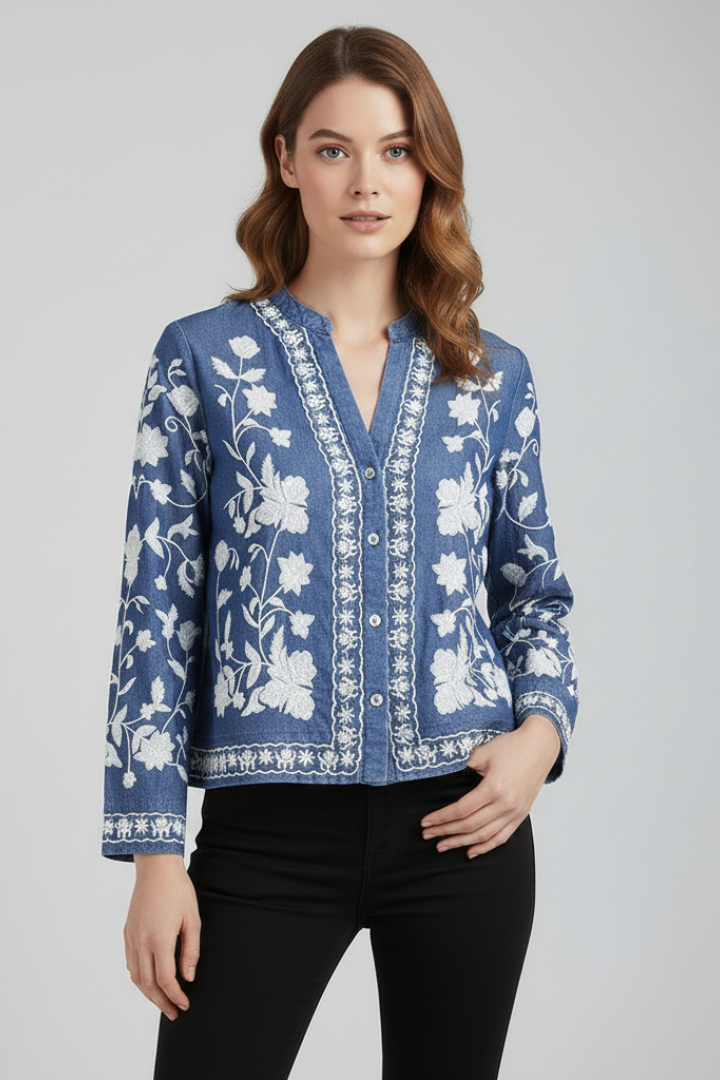 Quilla — Embroidered Floral Blouse