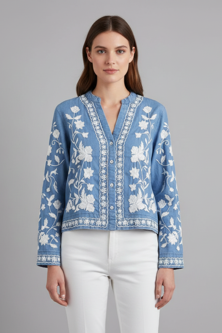 Quilla — Embroidered Floral Blouse