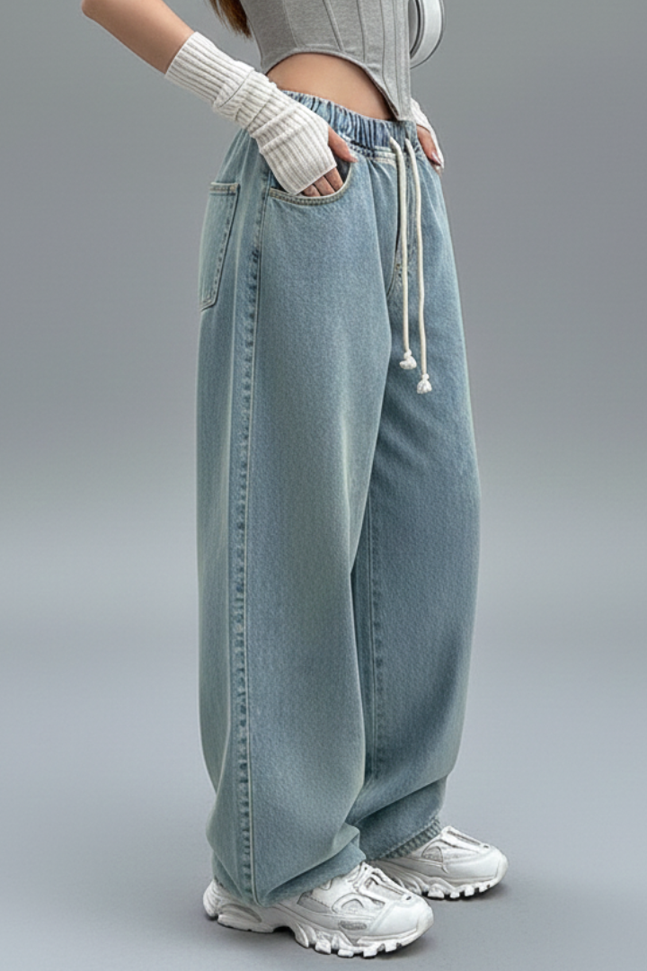 Cora Jean — High-Waist Straight-Leg Stretch Jeans