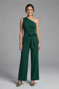 Euphemia — Asymmetric-Neck Belted Jumpsuit