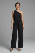 Euphemia — Asymmetric-Neck Belted Jumpsuit
