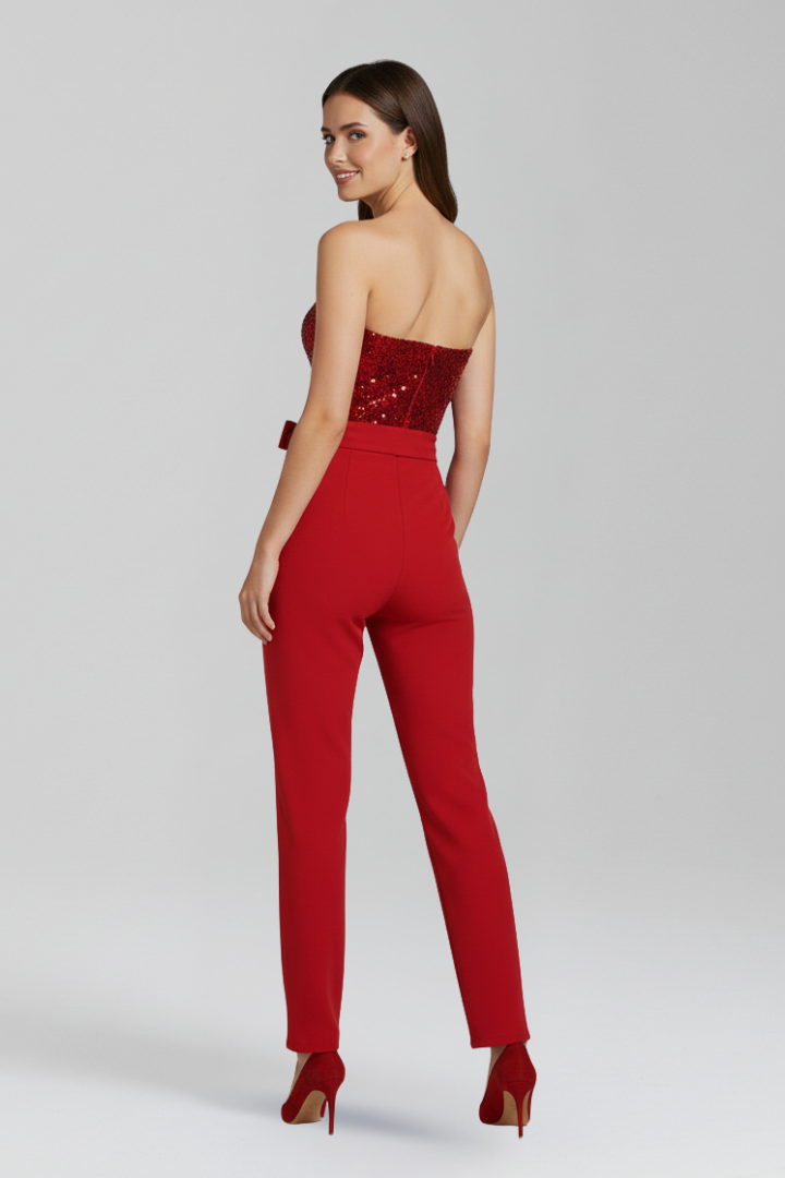 Ursula — One-Shoulder Tied-Waist Jumpsuit