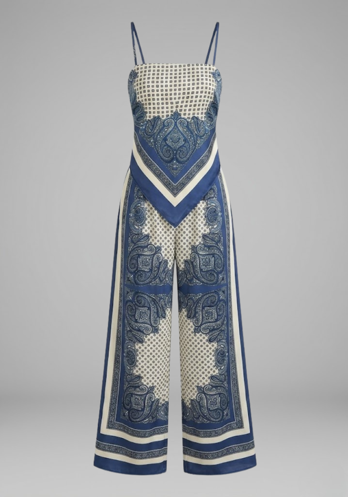 Hortense — Printed V-Neck Wide-Leg Jumpsuit